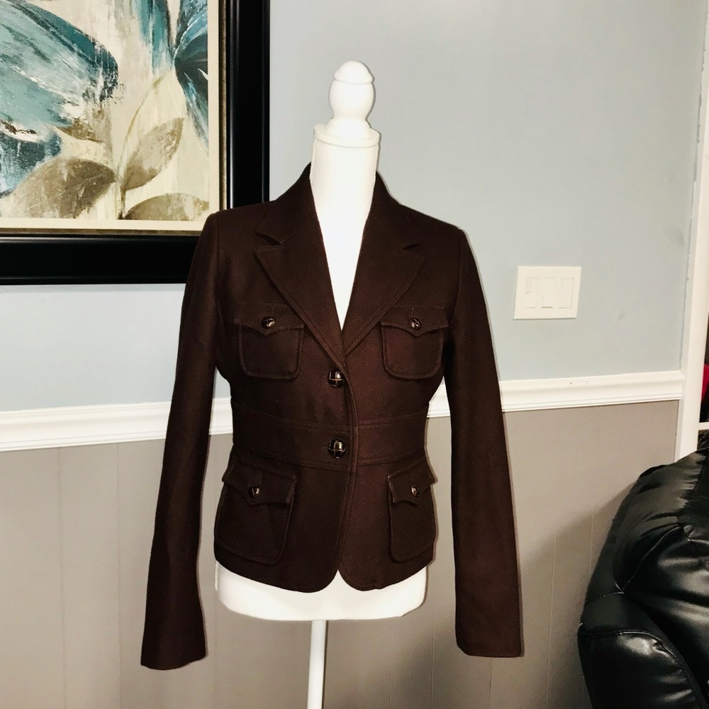 Zara Basic Cranberry Brown Wool Blend Jacket - image 2